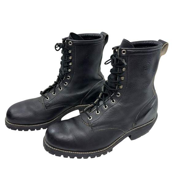 PIA California Kilte Logger Boots Men Size 12.5 E Steel Toe Black Leather Vibram - Picture 1 of 11